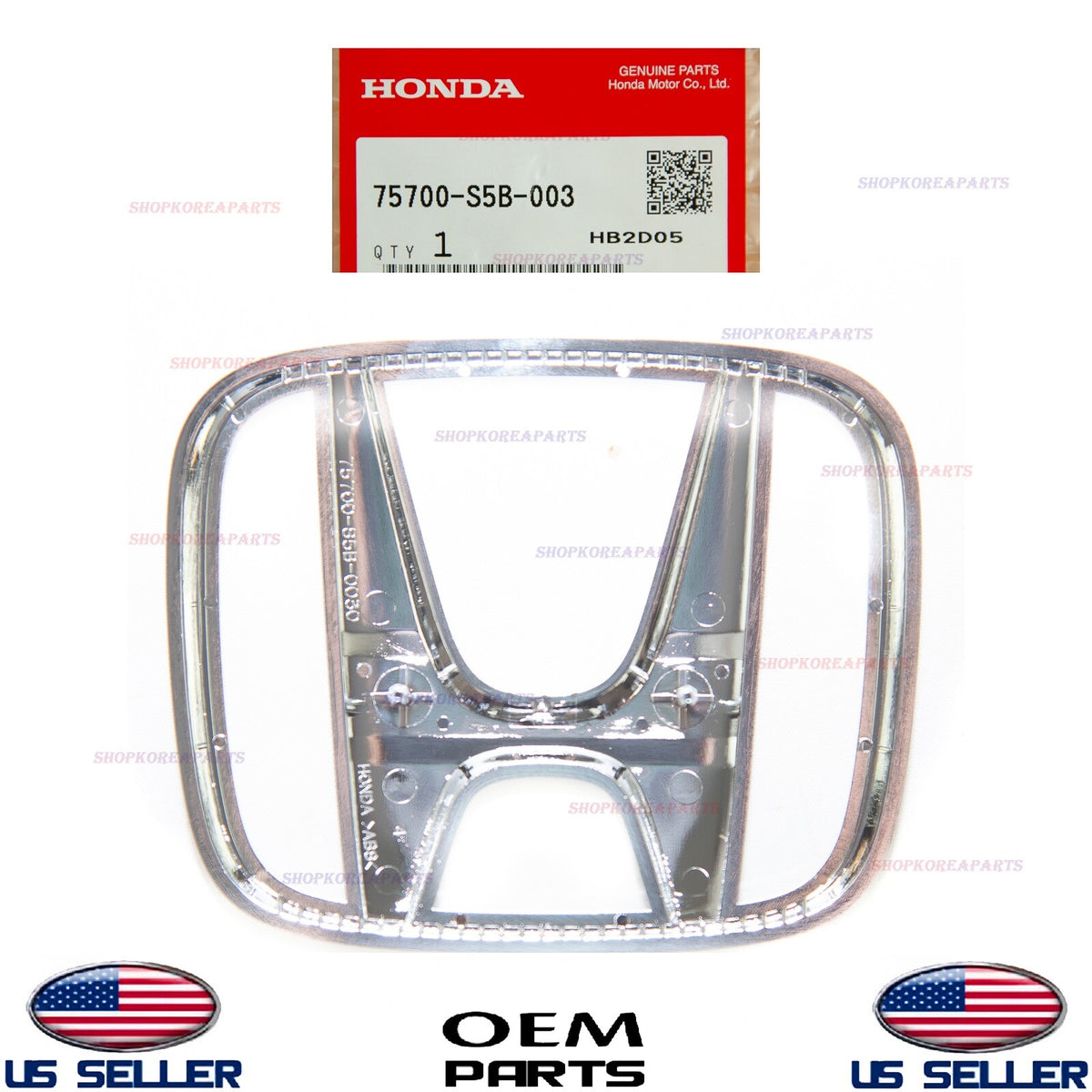 GENUINE Front Grille Emblem OEM Civic Hybrid 03-08 Sedan 06-08 / Element 07-08
