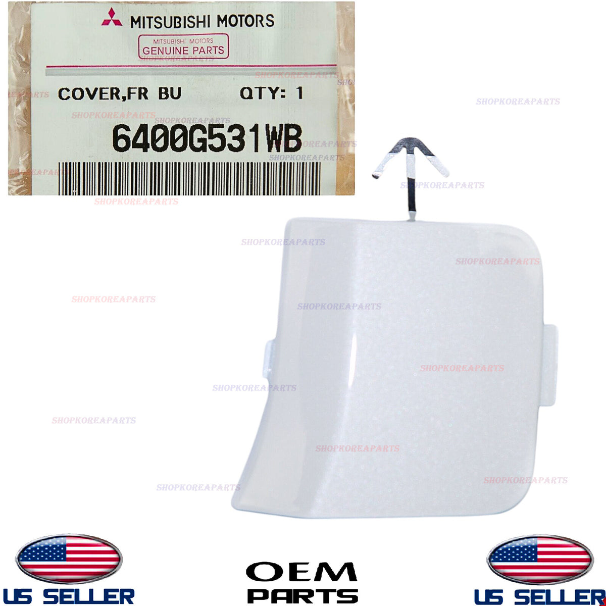 GENUINE Front Bumper Tow Eye Hook Cap Cover WHITE OEM Mirage Hatchback 2017-2020