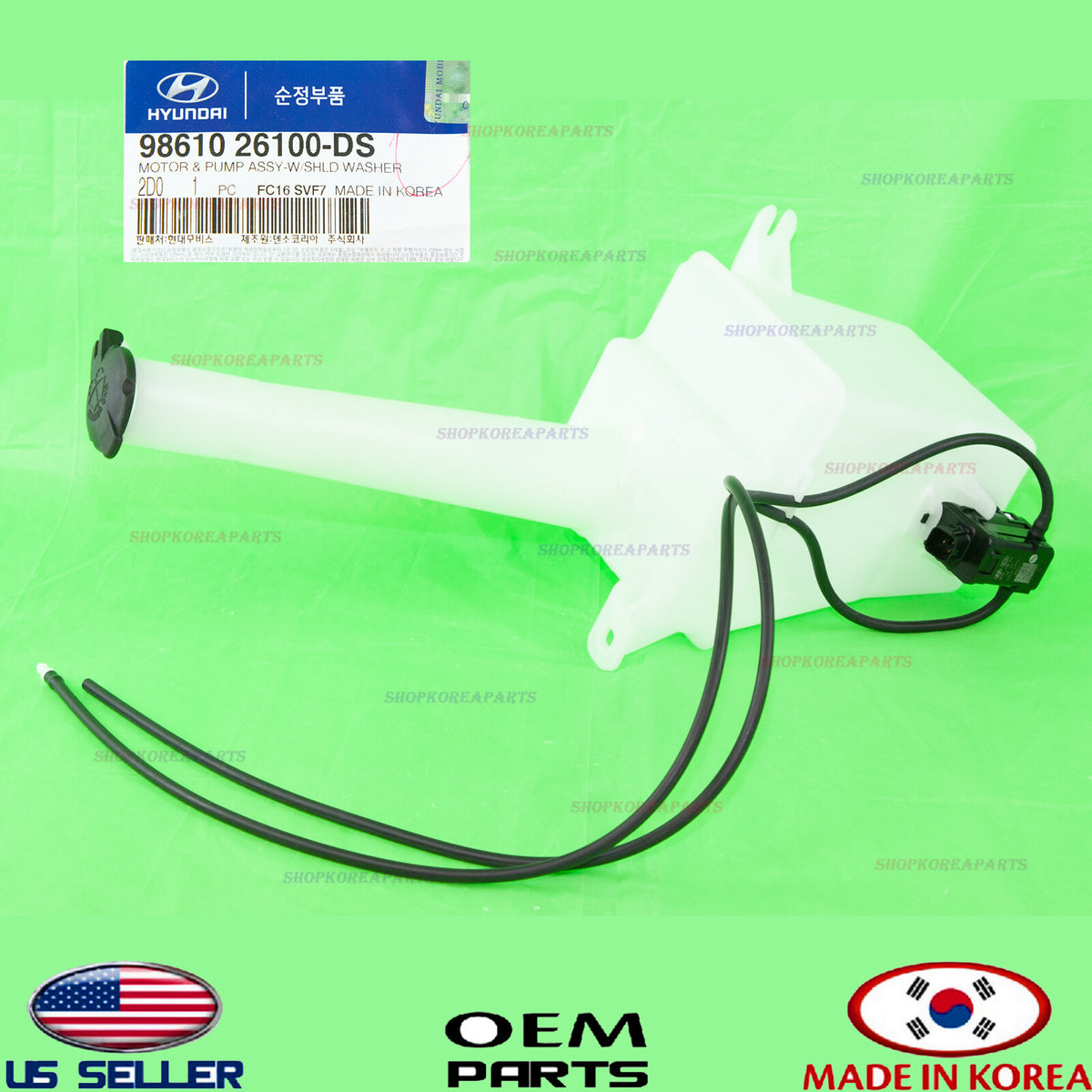 GENUINE OEM Windshield Washer Reservoir Tank & Pump 2001–2006 Hyundai Santa Fe