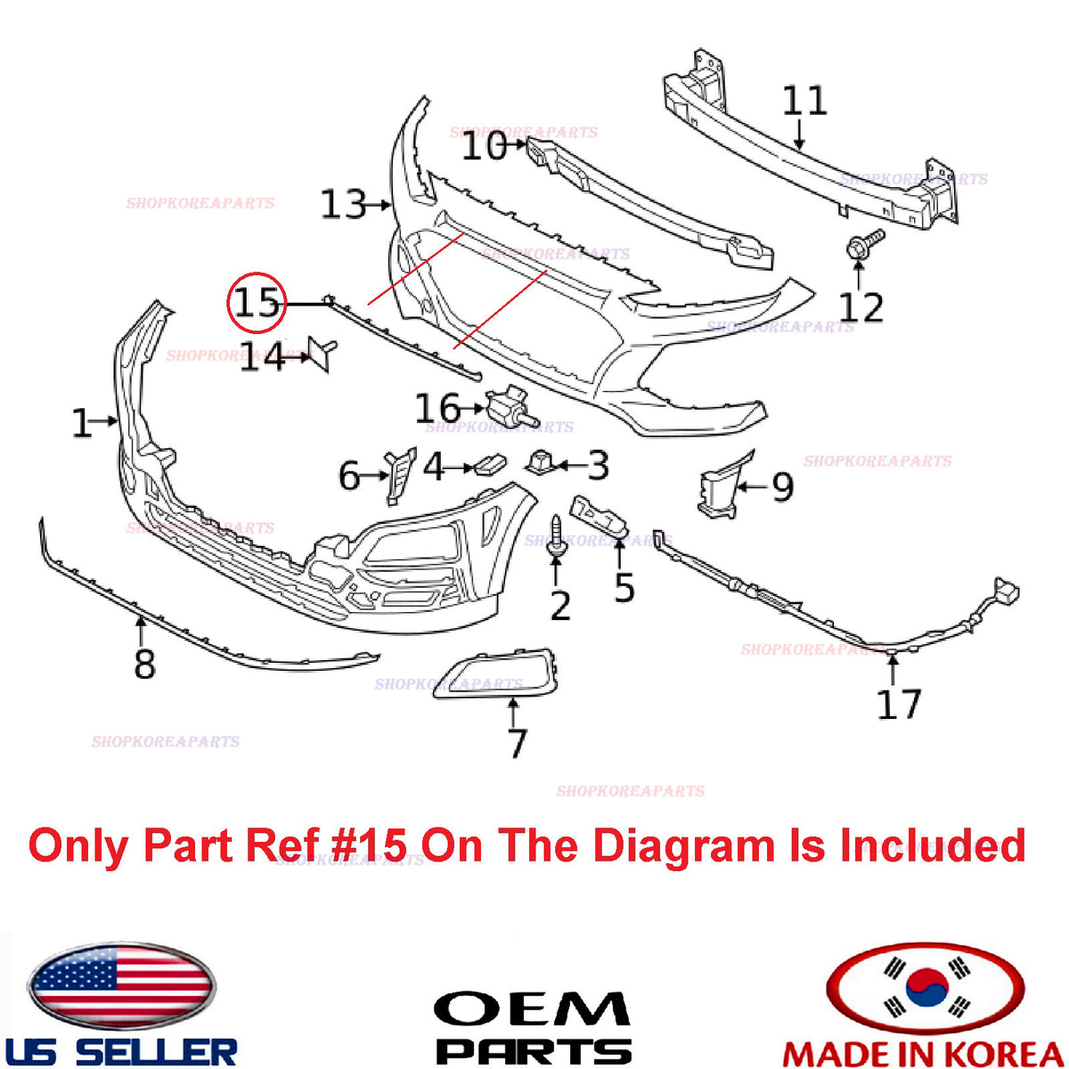 GENUINE Front Bumper Moulding Centr Upper ⭐OEM⭐ HYUNDAI KONA 2018-2021
