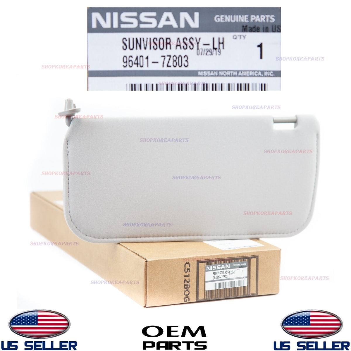GENUINE Sun Visor Gray Cloth Left Driver Side OEM Nissan Frontier Xterra 2002-04