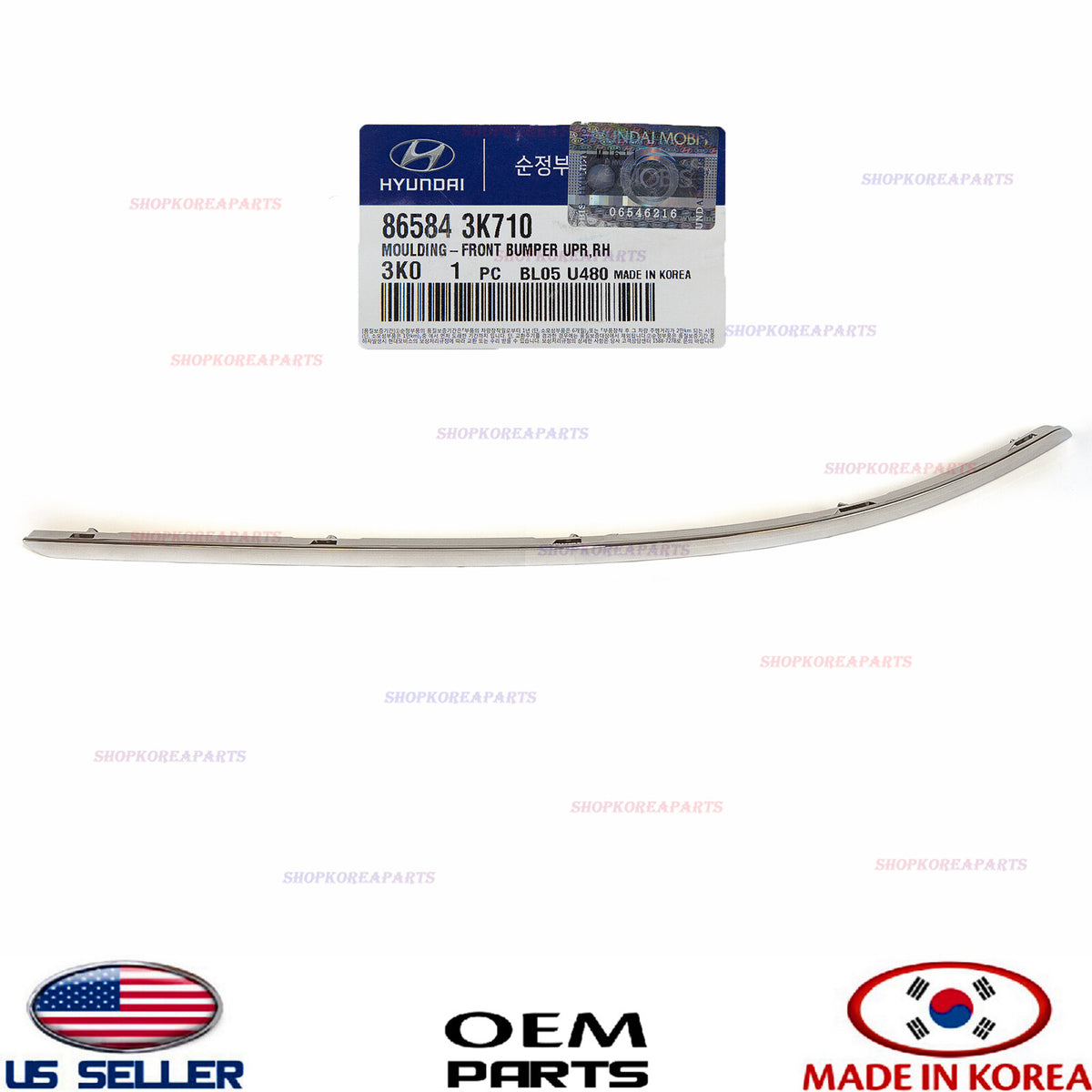 GENUINE Front Bumper Chrome Molding Trim Right Passenger Side OEM 2009-10 Sonata