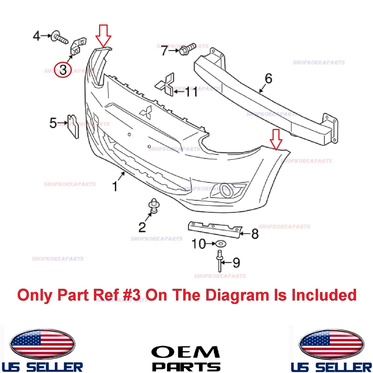 GENUINE Front Bumper Bracket Retainer Right Passenger Side ⭐OEM Mirage 2014-2015