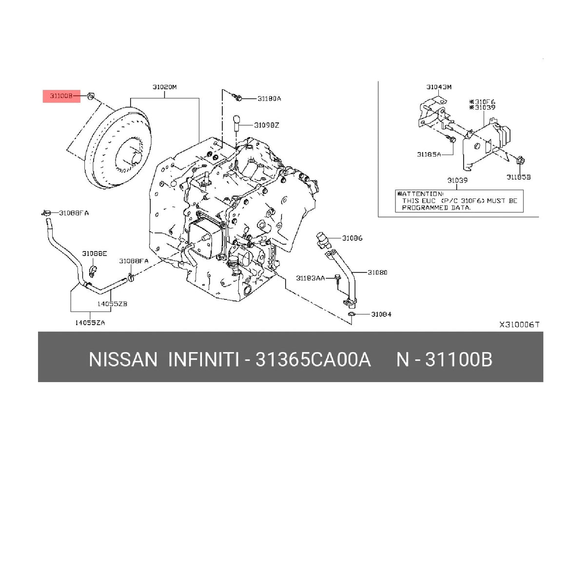 GENUINE Automatic Transmission Nut 2003-2019 Nissan Infiniti 31365-CA00A