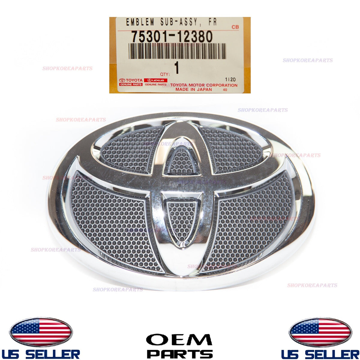 GENUINE OEM Front Bumper Grille Emblem Logo CHROME 2009-2013 Toyota Corolla