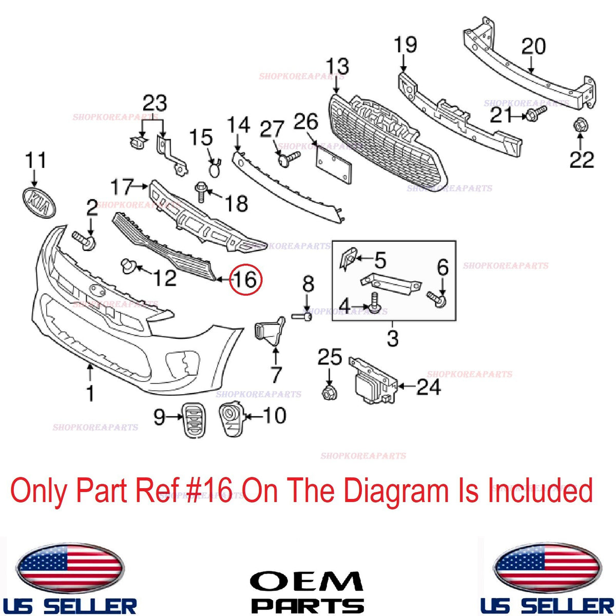 GENUINE OEM Front Upper Bumper Grille 2018–2020 Kia Rio 86350-H9000