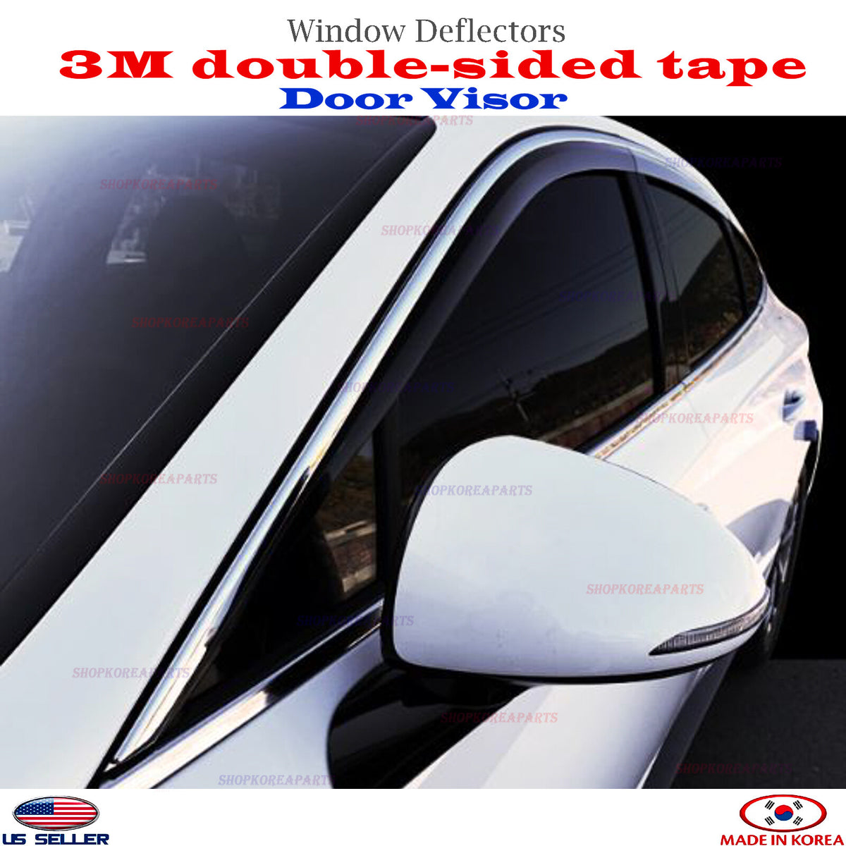 DOOR VISORS Chrome strip Smoke WINDOW VENT DEFLECTOR fits for SONATA 2020-2024