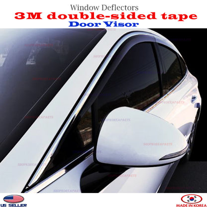 DOOR VISORS Chrome strip Smoke WINDOW VENT DEFLECTOR fits for SONATA 2020-2024