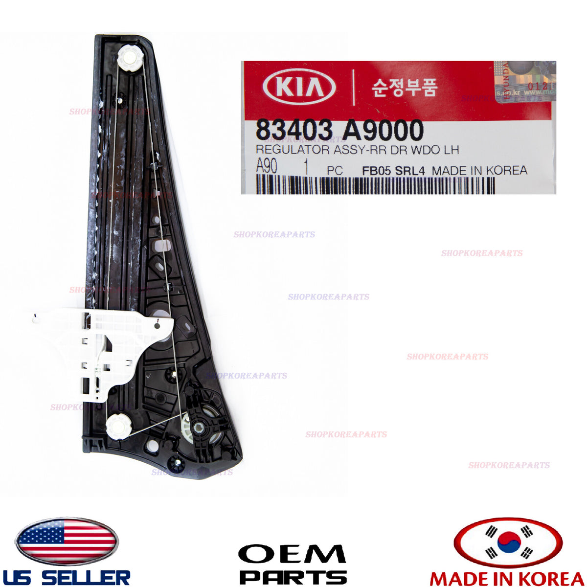 GENUINE OEM Rear Left Driver Side Window Regulator 2015–2021 Kia Sedona