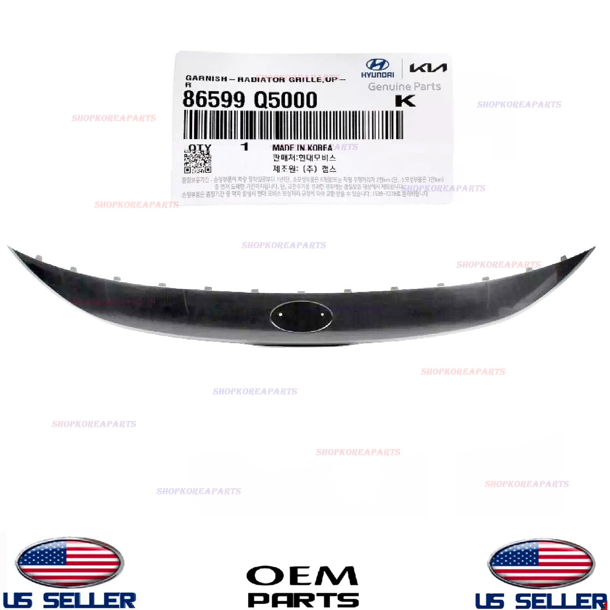 GENUINE OEM Front Bumper Garnish Upper Grill Cover Trim 2020-2023 Kia Seltos