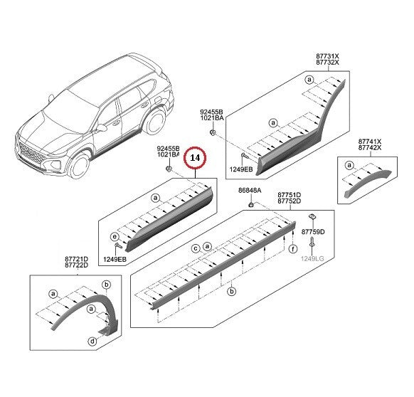 Front Door Molding Right Passenger Side Garnish w/ Chrome OEM Santa Fe 2019-2023