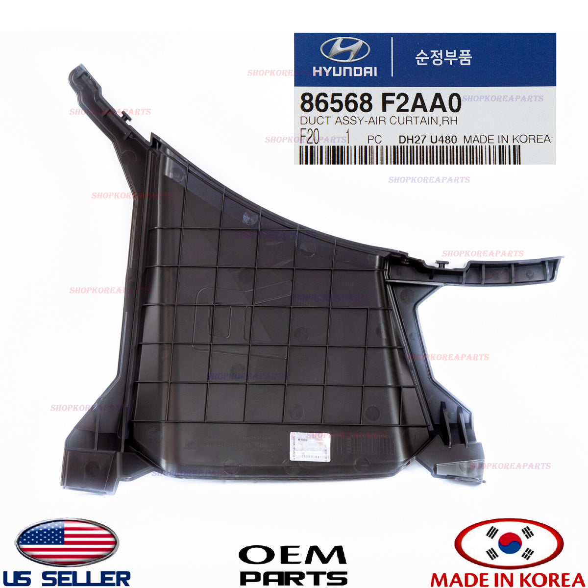 DUCT ASSY AIR CURTAIN RIGHT GENUINE! HYUNDAI ELANTRA SEDAN 2019-2020 86568F2AA0