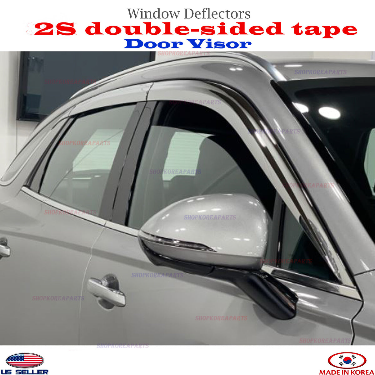 Chrome Window Door Visor Vent Shade Rain Guard fits for Genesis GV70 2022-2026
