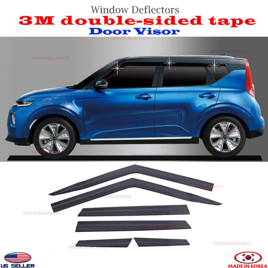 ⭐6pcs⭐ Window Door Visor Vent Shade Rain Guard fits Kia Soul 2020-2025