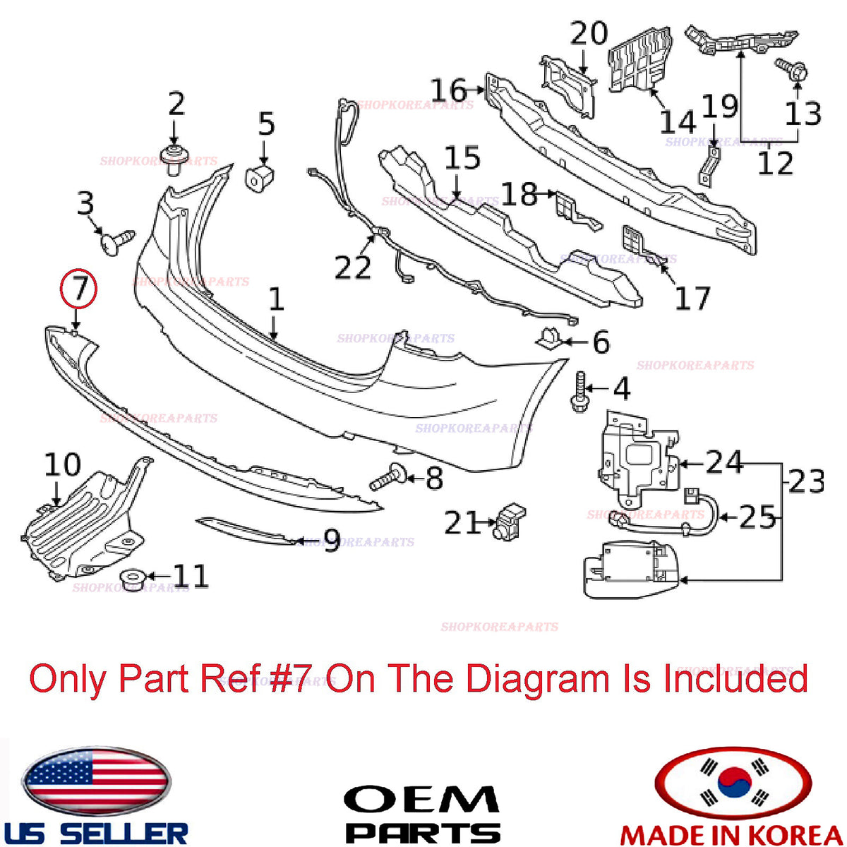 enuine OEM Rear Bumper Lower Cover 2014–2016 Kia Forte Sedan EX LX 86695-A7010