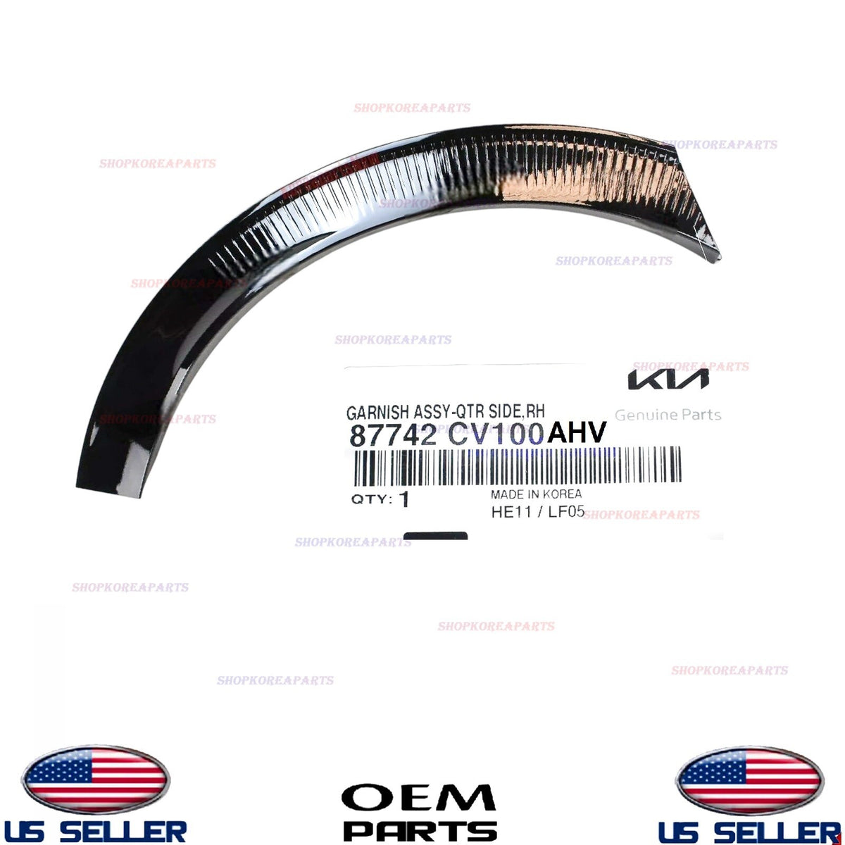 GENUINE OEM Rear Right Fender Quarter Trim Molding Black 2022-2025 Kia EV6 WIND