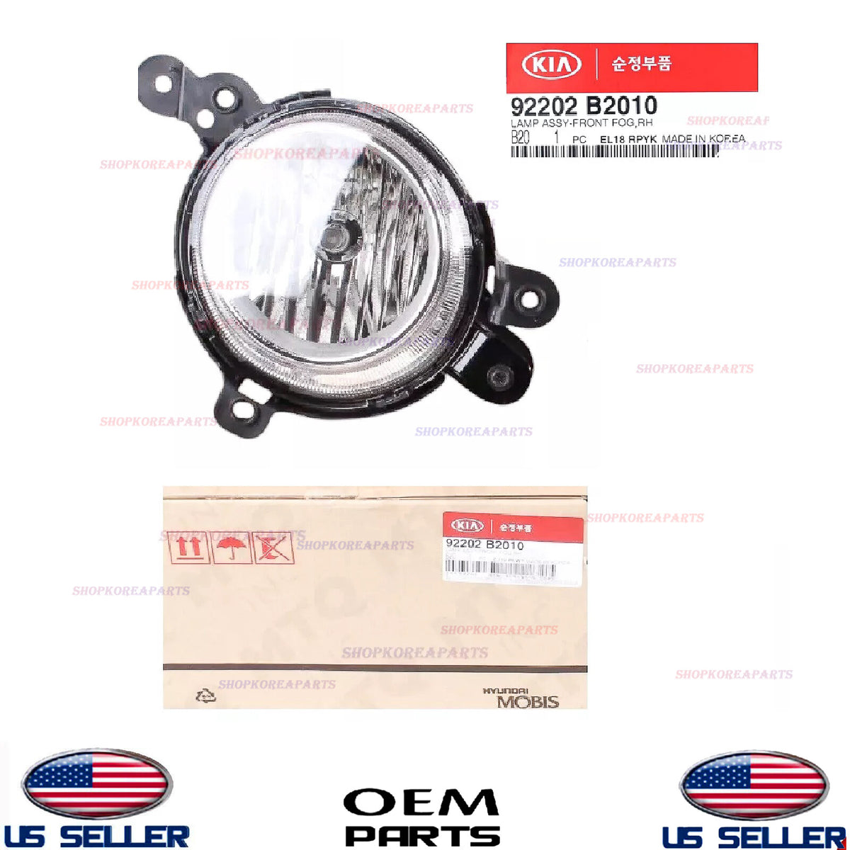 GENUINE Fog Light Lamp Right Passenger Side OEM Kia Soul 2014-2016 92202B2010