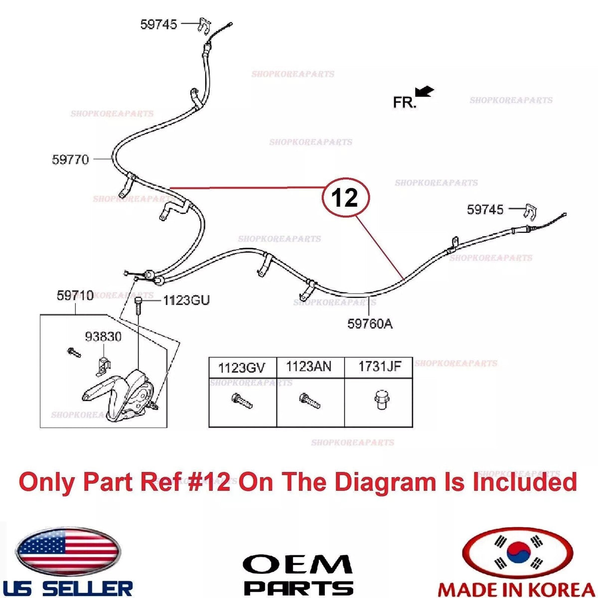 GENUINE Parking Brake Cable RIGHT Passenger Side ⭐OEM⭐ Elantra Touring 2009-2012