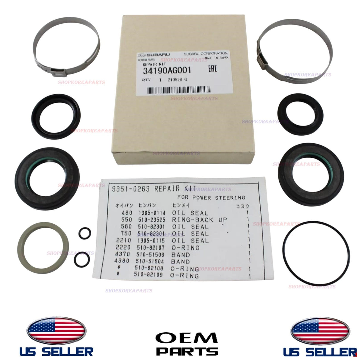 GENUINE Steering Rack & Pinion Seals Repair Kit 2005-2014 Subaru 34190AG001