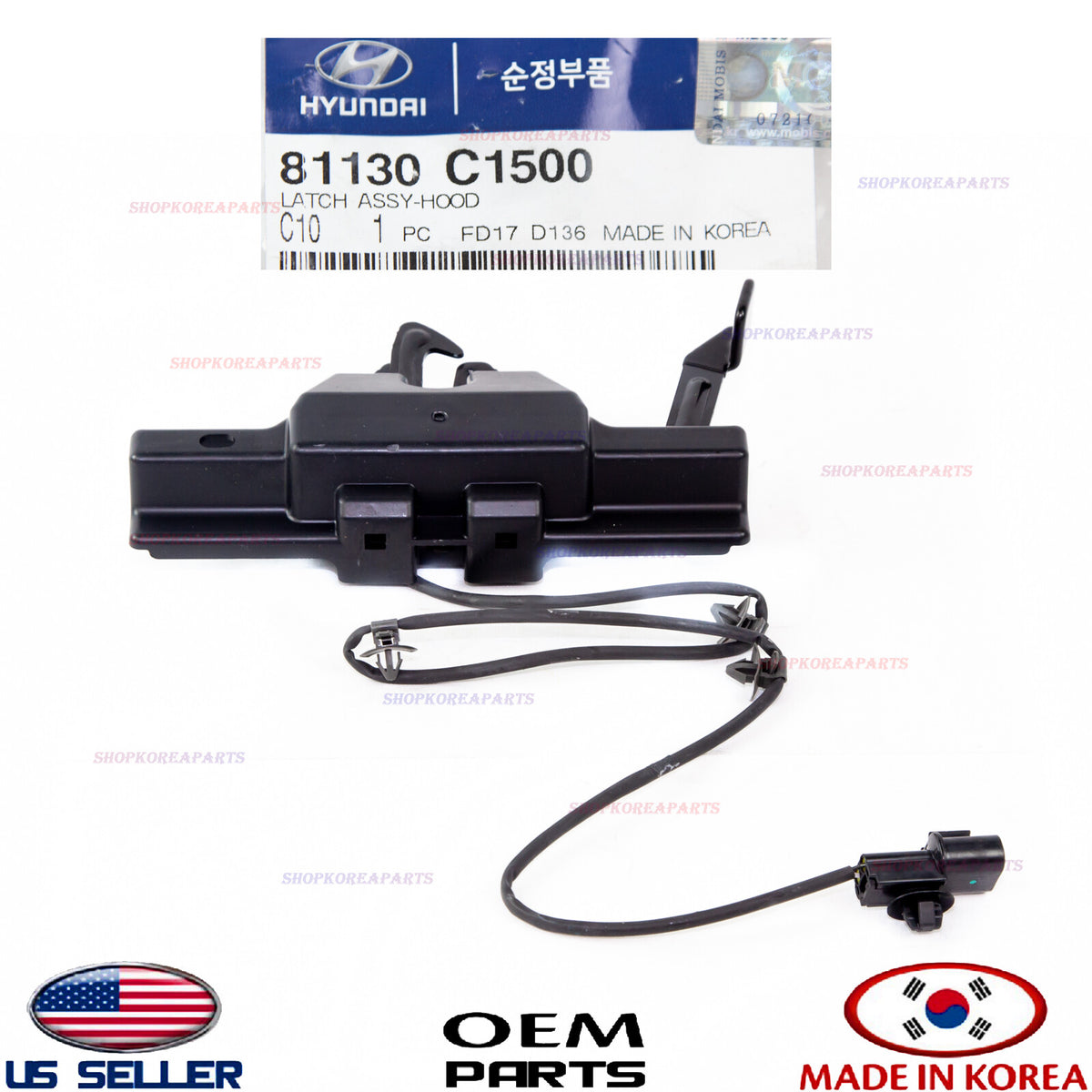 GENUINE OEM Hood Lock Latch Release 2018–2019 Hyundai Sonata 81130-C1500