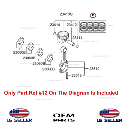 GENUINE OEM Engine Piston Ring Set 2011-2016 Sonata Optima Hybrid 2.4L L4
