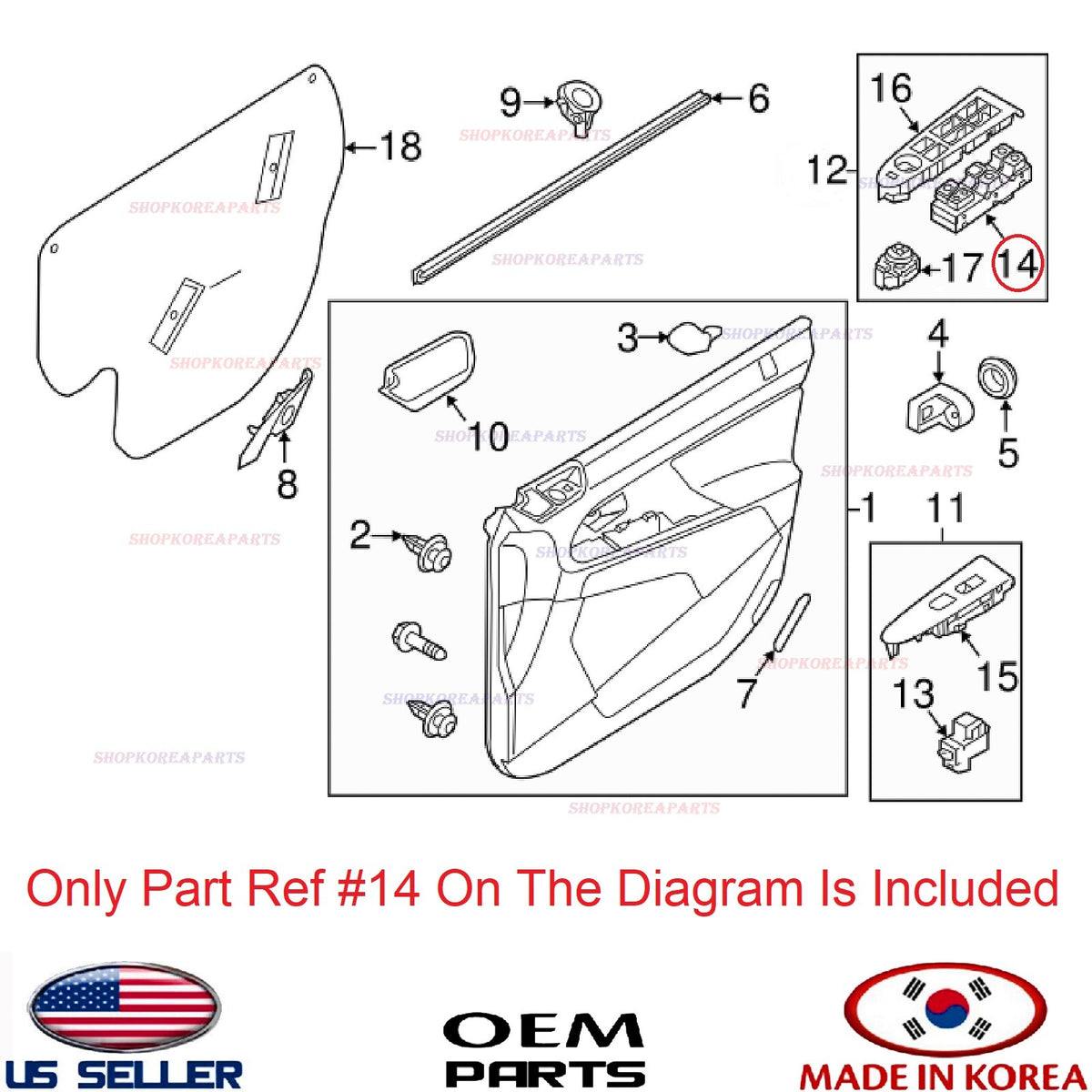GENUINE Front Left Door Window Main Switch ⭐OEM⭐ KIA SPORTAGE 2011-2016