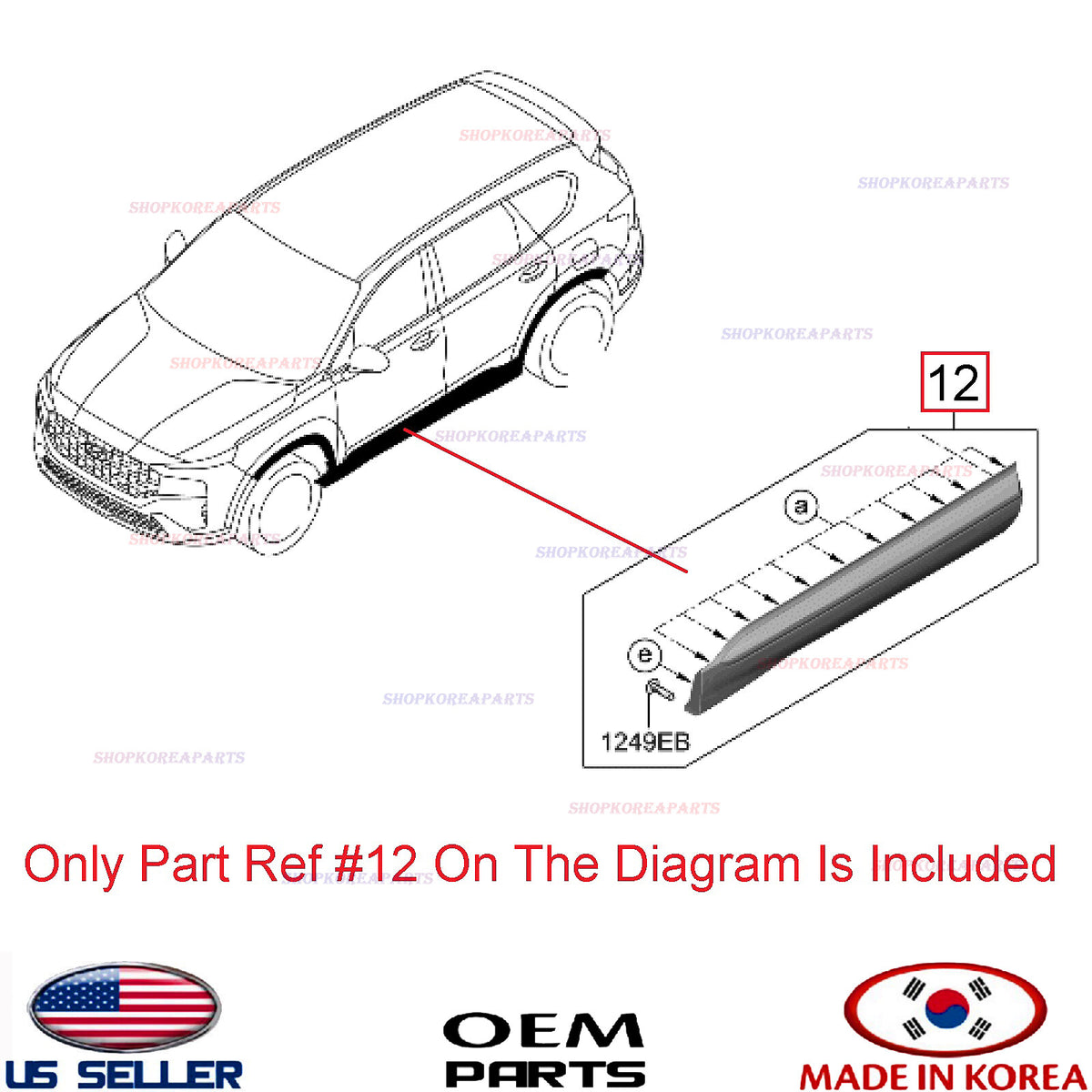 GENUINE Front Door Lower Molding BLACK LEFT Driver Side OEM⭐ Santa Fe 2021-2023