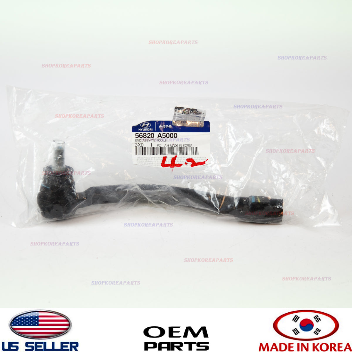 OUTER TIE ROD STEERING GEAR LEFT GENUINE! ELANTRA VELOSTER 2011-2016 56820A5000