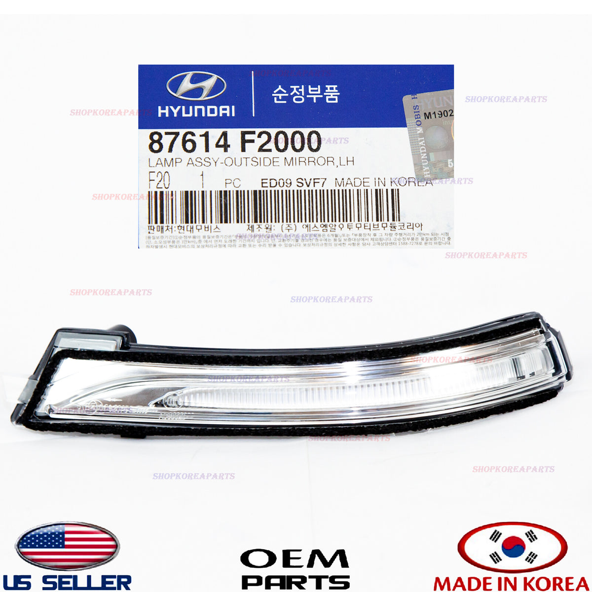 GENUINE OEM Left Mirror Signal Repeater Lamp 2017–2018 Elantra Sedan 87614-F2000