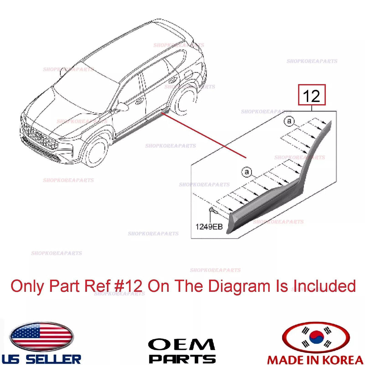 GENUINE Rear Door Lower Molding RIGHT Passenger BLACK Texture OEM Santa Fe 21-23