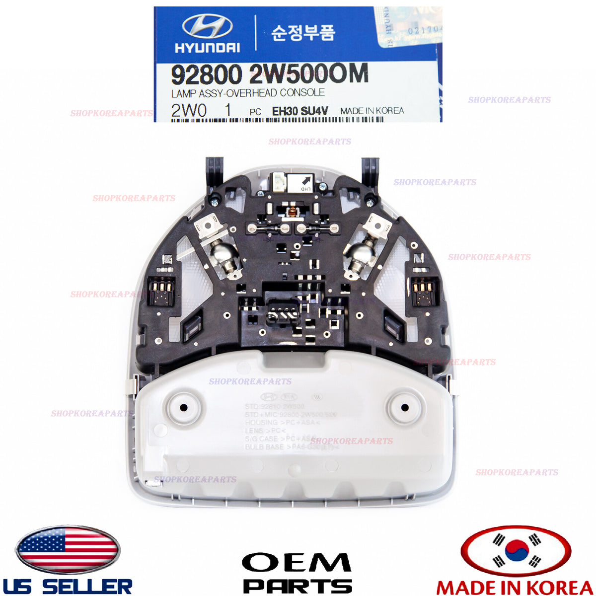 Overhead Console assy Dome Light Lamp Gray ⭐ GENUINE OEM ⭐ Santa Fe 2017-2018