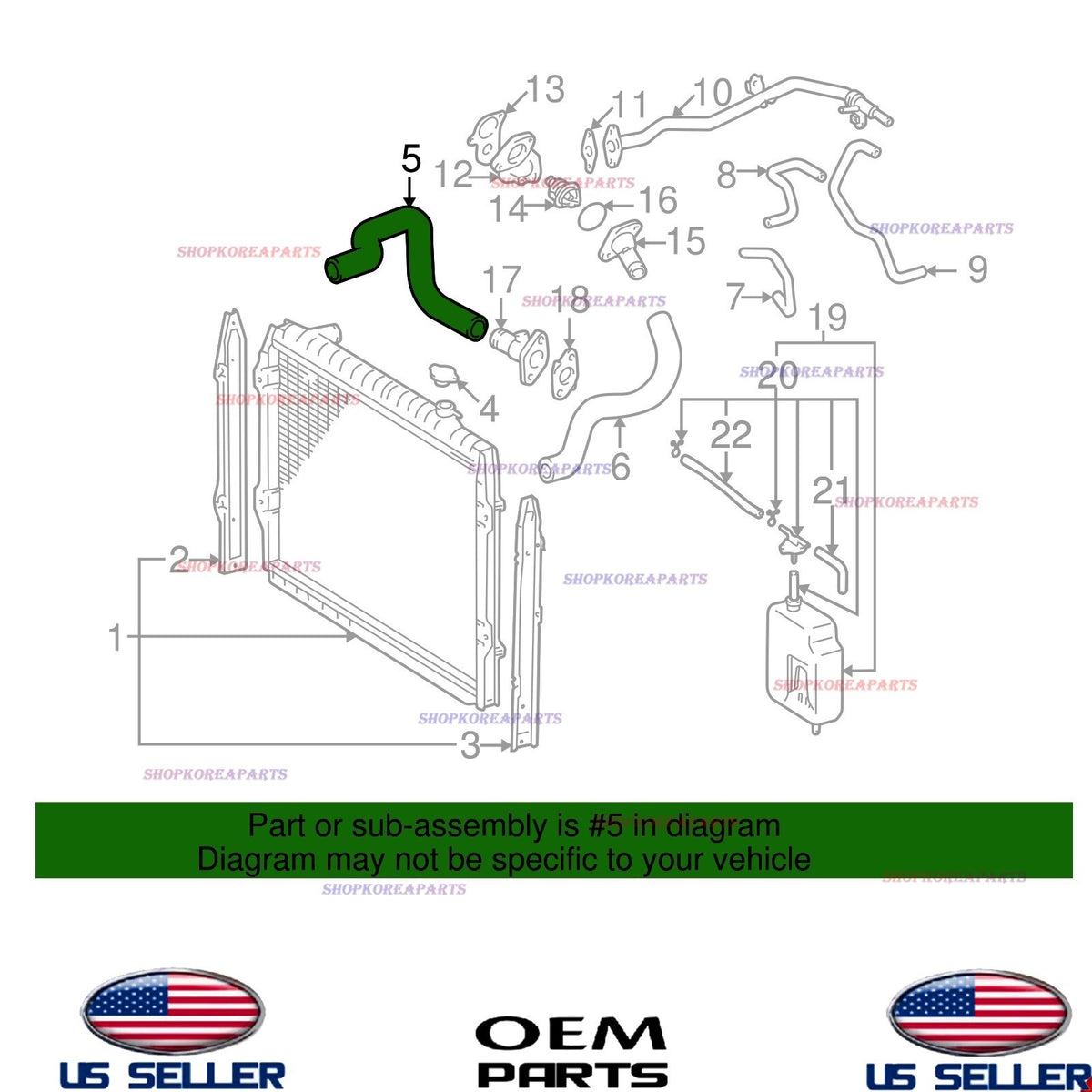GENUINE Engine Coolant Upper Hose 1995-2004 Toyota 4Runner Tacoma 2.4L 2.7L