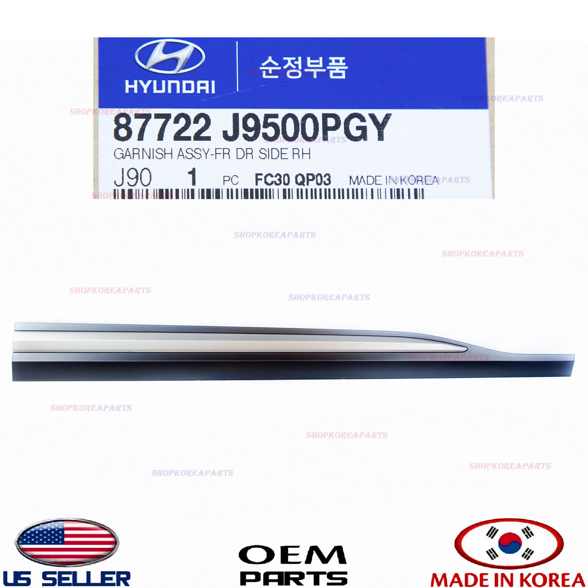 GENUINE Front Door Molding Garnish RIGHT Passenger Side ⭐OEM⭐ KONA 2018-2021