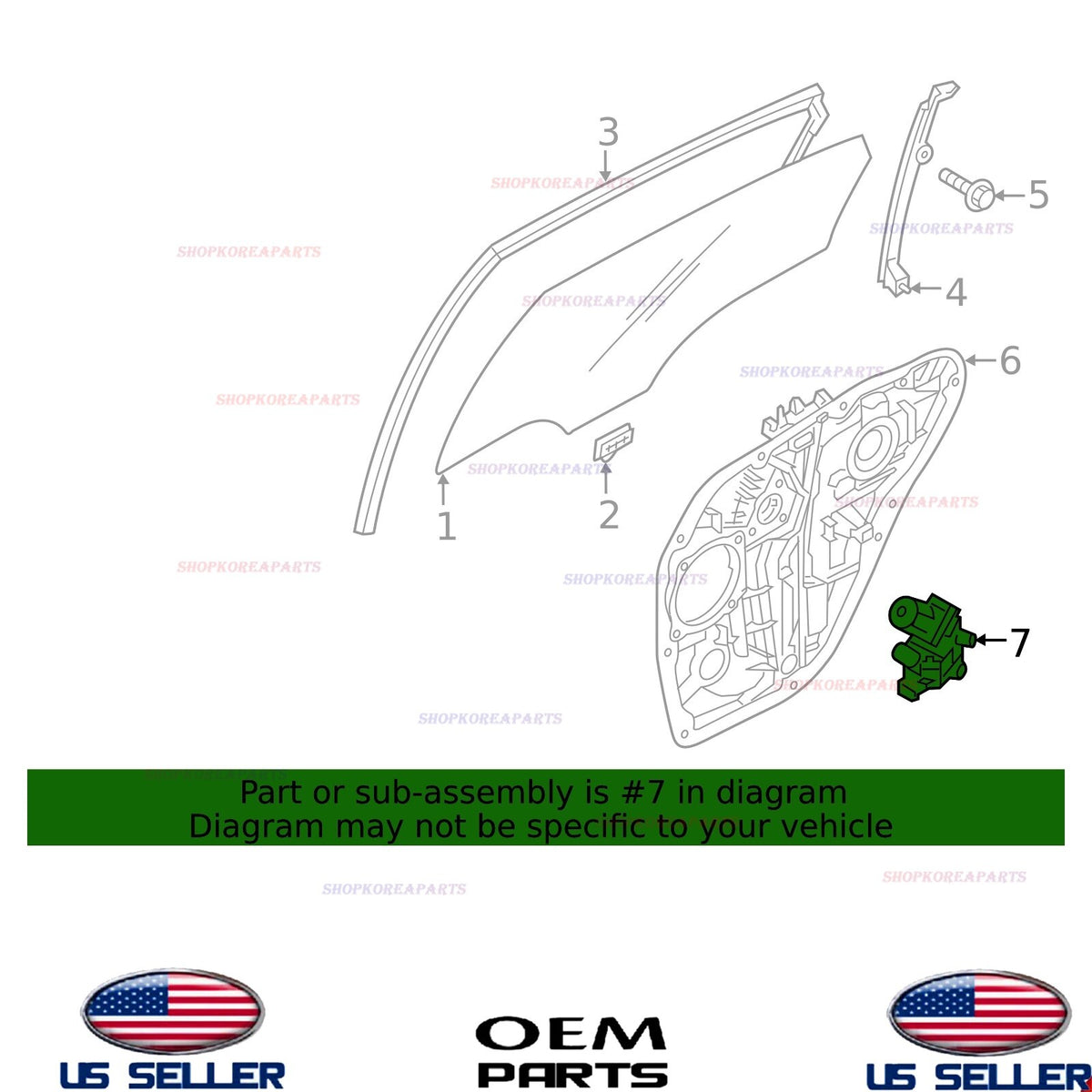 GENUINE Motor Power Window Rear LEFT Driver Side 2020-2025 Hyundai Sonata