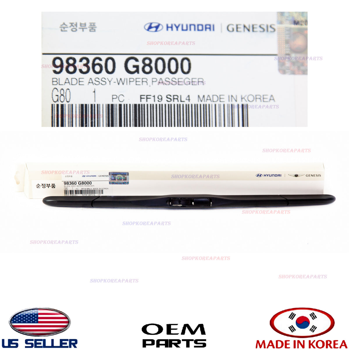 GENUINE Windshield Wiper Blade RIGHT Passenger Side OEM Ioniq G70 2019-2025