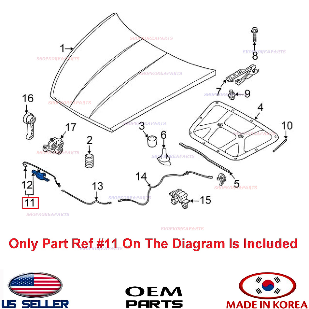 GENUINE Hood Lock Latch Assy ⭐OEM⭐ KIA K5 2021-2026 81130L2000
