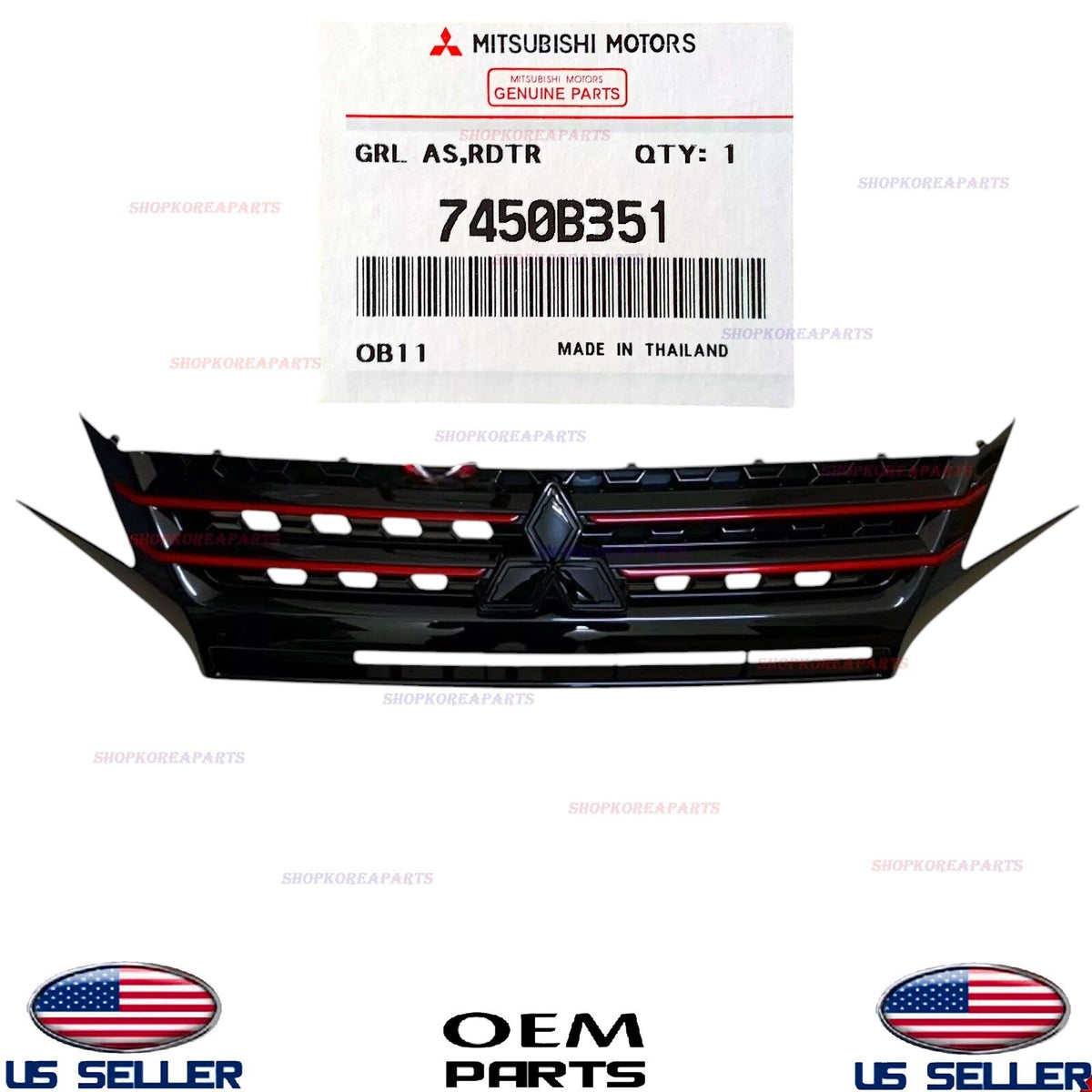 GENUINE Front Bumper Radiator Grille Black+Red ⭐OEM⭐ Mirage 2021-2024 7450B351