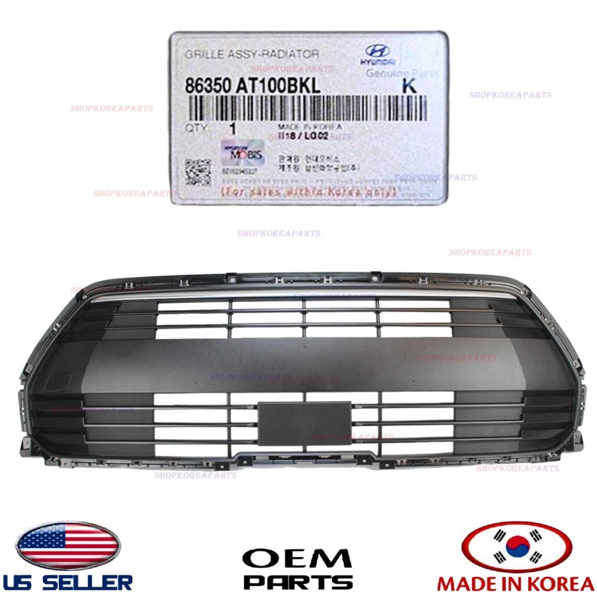 GENUINE Front Bumper Grille Black Textured Without Sensor OEM 2023-2025 Kia Niro