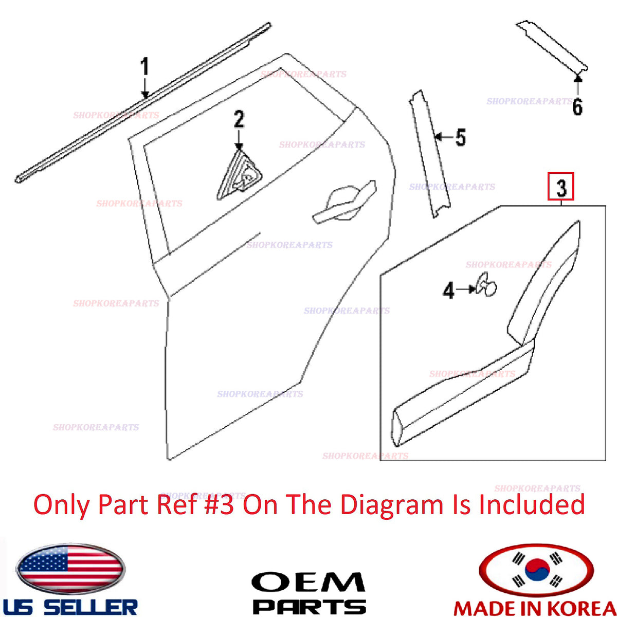 GENUINE Rear Door Lower Molding RIGHT Passsenger ⭐OEM⭐ Hyundai Kona 2024-2026